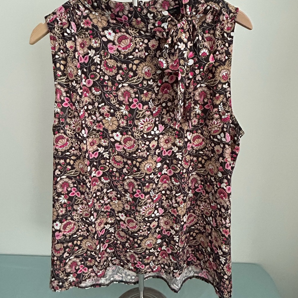 Ann Taylor Floral Sleeveless Women's Blouse - Brown and Pink
